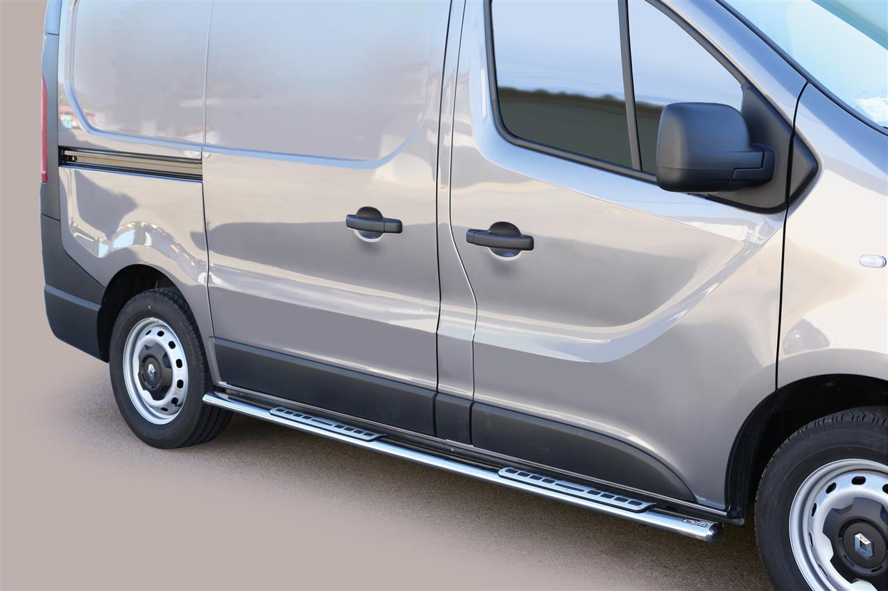 Marchepieds TURTLE Pour Renault Trafic (X82) 2014-2024 – Version Courte Gris, Aluminium Et ABS, Charge 250kg